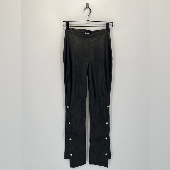 Alexander Wang Faux Leather Snap Side Leg Button Detail Stretch Washable Pants - Picture 3 of 8